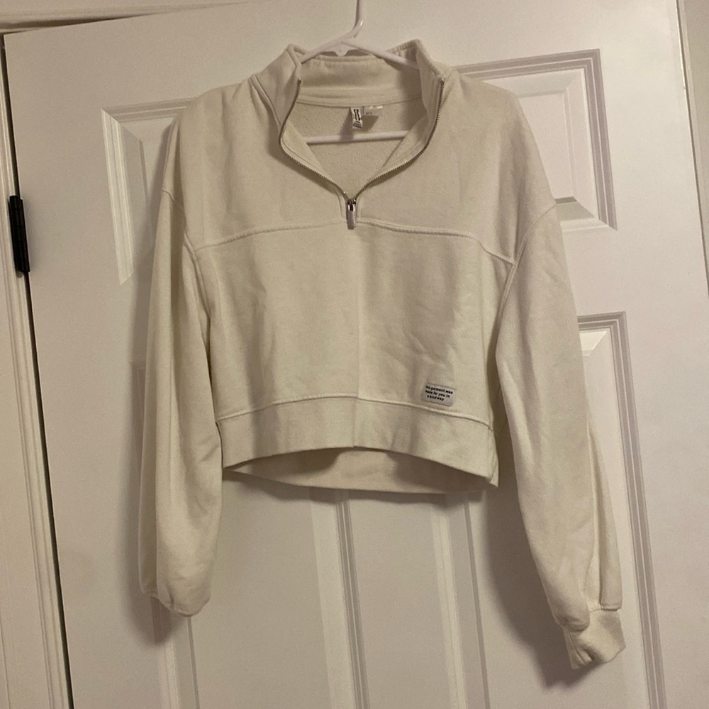 H&M Divided Half Zip Crop Sweatshirt